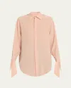 Sasuphi Susanna Tie-cuff Crepe De Chine Shirt In Light Pink