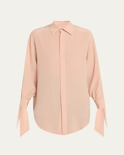 Sasuphi Susanna Tie-cuff Crepe De Chine Shirt In Pink