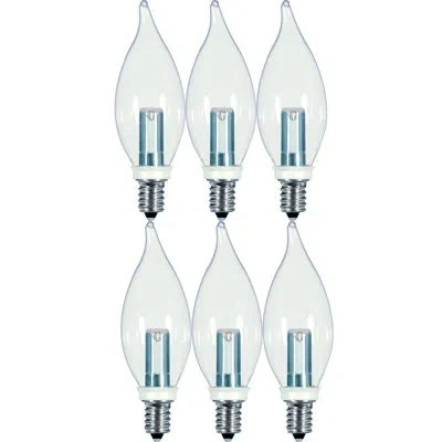 Satco 1 Watt, Ca8 Led, Non-dimmable Light Bulb, E12/candelabra Base In Clear