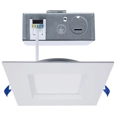 Satco 12 Watt Led Canless Low Profile Regress Baffle Downlight - 6 Inch - Remote Driver - Cct Selectable - In White