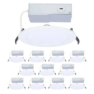Satco 13 Watt Led 6" Round Slimfit Performer Series 12pk 90 Cri 27/30/35/40/50 Cct White Flat Dimming 120v