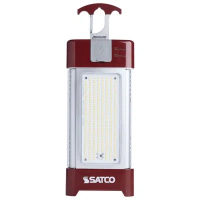 Satco 30/70/100/120 Watt Led Work Light With Remote 5000k Cct Red Finish 120 Volt
