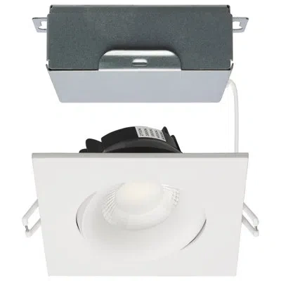 Satco 3.5" Square Selectable Color Temperature Dimmable Air-tight Ic Rated Led Canless Recessed Lighting K In White