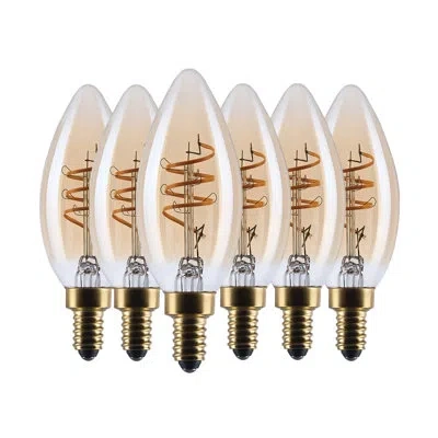 Satco 3.5 Watt C11 Led 2000k Cct Candelabra Base Clear Glass Amber Coil Filament Dimmable 120 Volt In Clear;amber