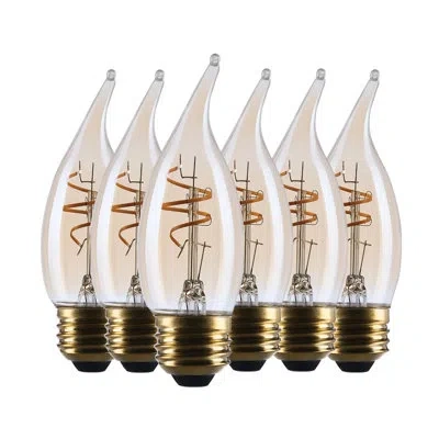 Satco 3.5 Watt Ca11 Led 2000k Cct Medium Base Clear Glass Amber Coil Filament Dimmable 120 Volt In Clear;amber