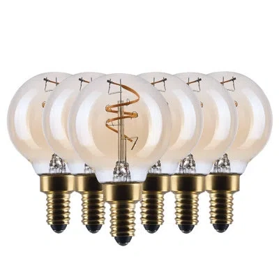 Satco 3.5 Watt G16.5 Led 2000k Cct Candelabra Base Clear Glass Amber Coil Filament Dimmable 120 Volt In Clear;amber