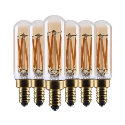 Satco 3.5 Watt T6 Led 2000k Cct Candelabra Base Clear Glass Amber Straight Filament Dimmable 120 Volt In Clear;amber