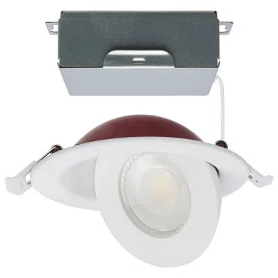 Satco 4" Selectable Color Temperature Dimmable Ic Rated Led Canless Recessed Lighting Kit In White;red