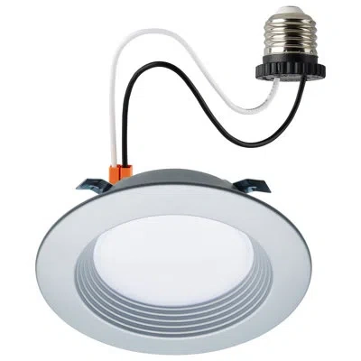 Satco 4" Selectable Color Temperature Dimmable Ic Rated Led Retrofit Recessed Lighting Kit In Brushed Nickel