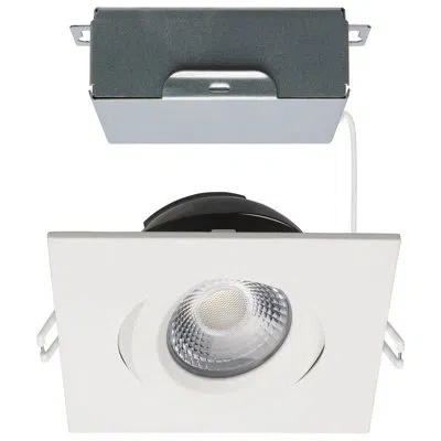 Satco 4" Square Adjustable Trim Selectable Color Temperature Dimmable Air-tight Ic Rated Led Canless Reces In White