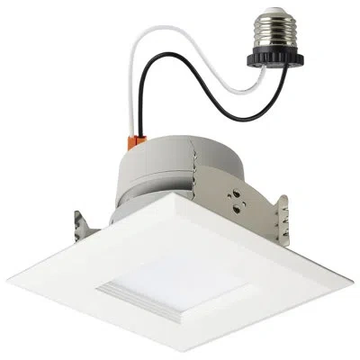 Satco 4" Square Selectable Color Temperature Dimmable Led Retrofit Recessed Lighting Kit In White;white