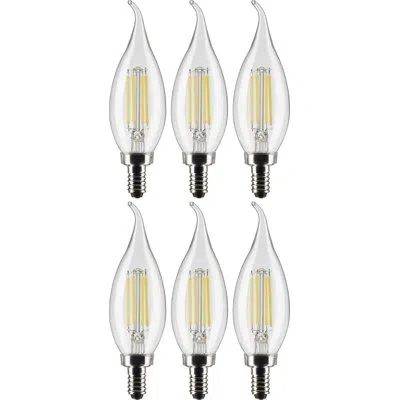 Satco 4 Watt (40 Watt Equivalent), Ca10 Led, Dimmable Light Bulb, Warm White (2700k) E12/candelabra Base In Clear;warm White