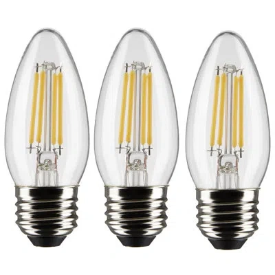 Satco 4 Watt B11 Led - Clear - Medium Base - 90 Cri - 120 Volt - 3-pack In Clear;warm White