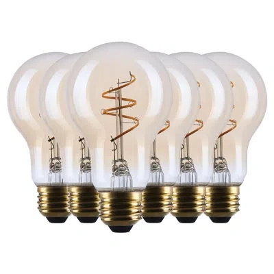 Satco 5.5 Watt A19 Led 2000k Cct Medium Base Clear Glass Amber Coil Filament Dimmable 120 Volt In Clear;amber