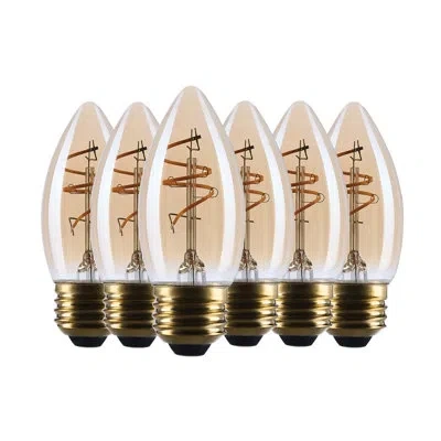 Satco 5.5 Watt C11 Led 2000k Cct Medium Base Clear Glass Amber Coil Filament Dimmable 120 Volt In Clear;amber
