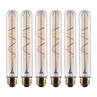 Satco 5.5 Watt T9 Led 2000k Cct Medium Base Clear Glass Amber Coil Filament Dimmable 120 Volt In Clear;amber