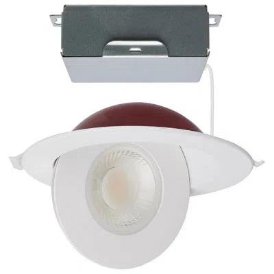 Satco 6" Round Selectable Color Temperature Dimmable Air-tight Ic Rated Led Canless Recessed Lighting Kit In White;red
