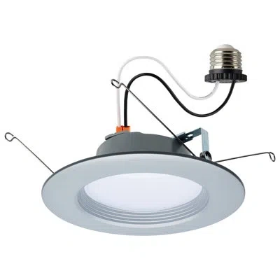Satco 6" Selectable Color Temperature Dimmable Ic Rated Led Retrofit Recessed Lighting Kit In Brushed Nickel