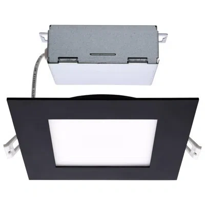 Satco 6" Square Selectable Color Temperature Dimmable Air-tight Ic Rated Led Canless Recessed Lighting Kit In Black;black