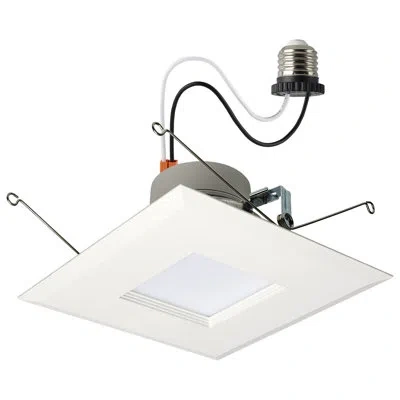 Satco 6'' Square Selectable Color Temperature Dimmable Led Retrofit Recessed Lighting Kit In White;white