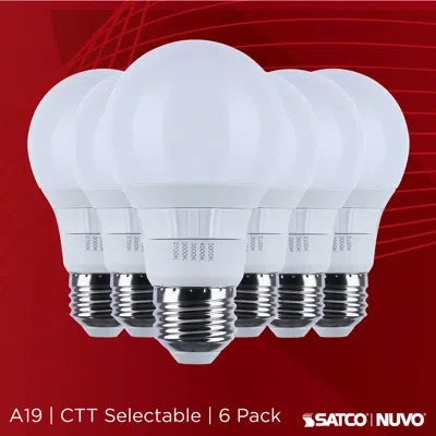Satco 6 Watt (40 Watt Equivalent), A19, Non-dimmable Light Bulb, Selectable Cct E26/medium (standard) Base In White