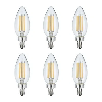 Satco 8 Watt C11 Led Clear Finish Candelabra Base 90 Cri 760 Lumens 120 Volt In Clear;clear