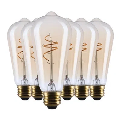 Satco 8 Watt St19 Led 2000k Cct Medium Base Clear Glass Amber Coil Filament Dimmable 120 Volt In Clear;amber