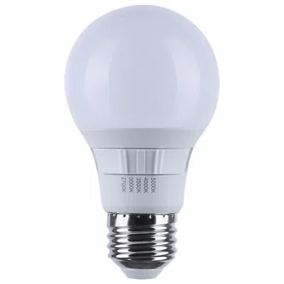 Satco 9 Watt A19 Led 27k/3k/35k/4k/5k Cct Selectable Medium Base White Finish 120 Volt