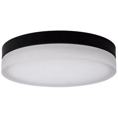 Satco Pi 14 Inch Led Flush Mount Black Finish, Frosted Etched Glass
