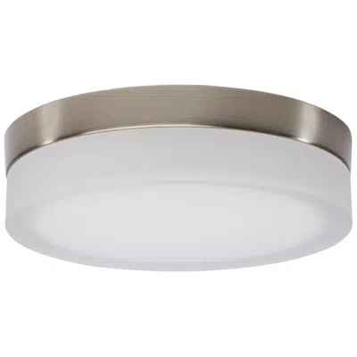 Satco Pi 9 Inch Led Flush Mount Brushed Nickel Finish, Frosted Etched Glass