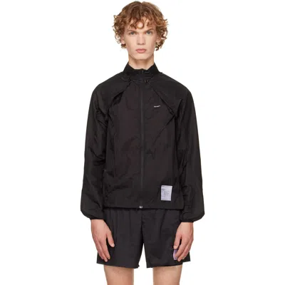 Satisfy Black Rippy Modular Windbreaker Jacket In Black Sa