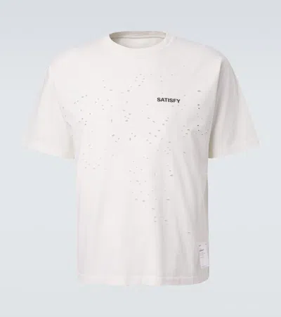 Satisfy Distressed Cotton Jersey T-shirt In White