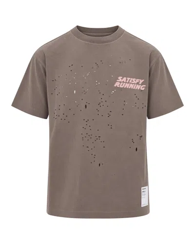 Satisfy Distressed Graphic Short Sleeve T-shirt In Brown