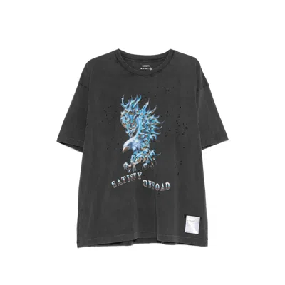 Satisfy Distressed Graphic-print T-shirt In Black