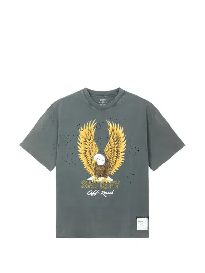 Satisfy Distressed Graphic-print T-shirt In Green