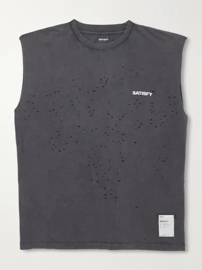 Satisfy Gray Mothtech Muscle Tank Top In Aged Black Sab