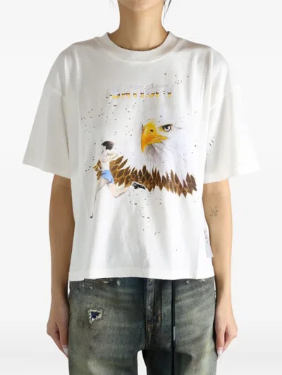 Satisfy Eagle-print Distressed T-shirt In White