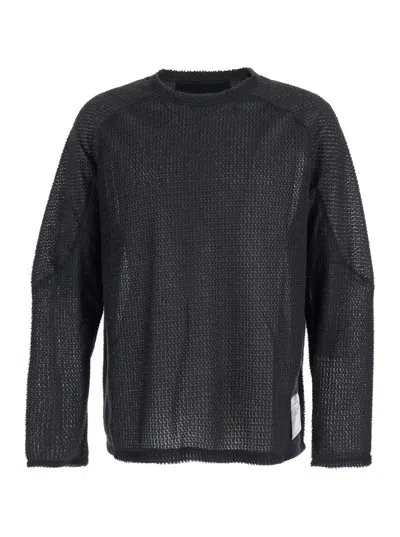 Satisfy Fuzzfleece Ad Long Sleeve Tee With Round Neck In Black