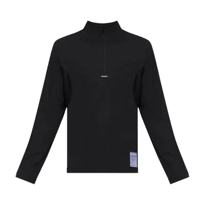 Pre-owned Satisfy Fuzzfleece Octa Half Zip Long Tee 'black' | Men's Size S