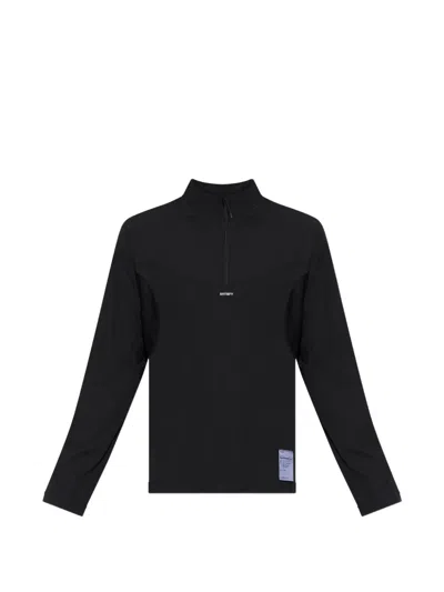 Satisfy Fuzzfleece™ Octa Half‑zip Long Tee In Black
