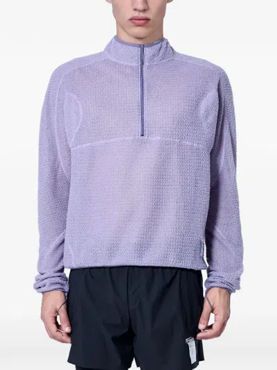 Satisfy Fuzzfleece Textured-knit Quarter-zip Sweater In Purple