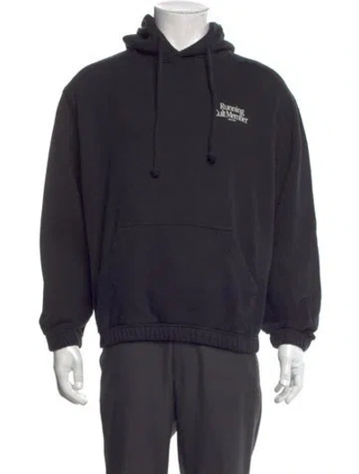 Pre-owned Satisfy Graphic Print Crew Neck Hoodie In Black