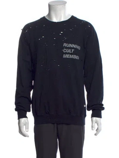 Pre-owned Satisfy Graphic Print Crew Neck Sweatshirt In Blue