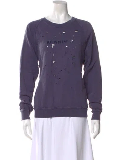 Pre-owned Satisfy Graphic Print Crew Neck Sweatshirt In Purple