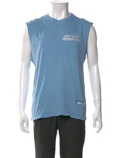 Pre-owned Satisfy Graphic Print Crew Neck T-shirt In Blue