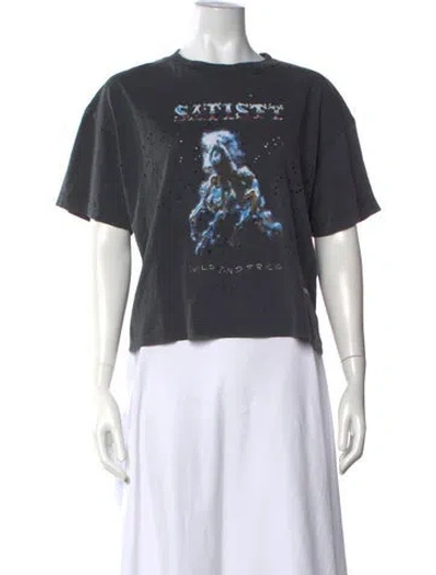 Pre-owned Satisfy Graphic Print Crew Neck T-shirt In Grey