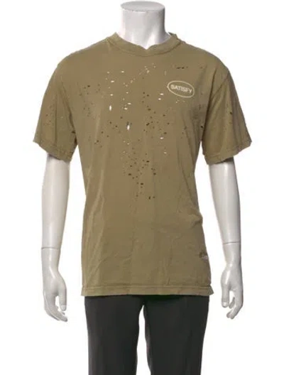 Pre-owned Satisfy Graphic Print Crew Neck T-shirt In Neutrals