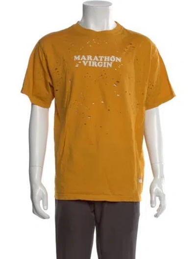 Pre-owned Satisfy Graphic Print Crew Neck T-shirt In Yellow