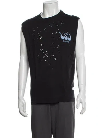 Pre-owned Satisfy Graphic Print Scoop Neck T-shirt In Gray