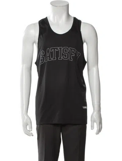 Pre-owned Satisfy Graphic Print Sleeveless Denim Shirt In Gray